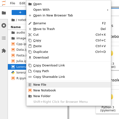 Default context menu